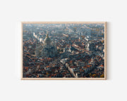 Brussels Cityscape Wall Art – Palace of Justice Golden Dome Rooftop Print, Belgium Aerial Skyline Photography Decor
