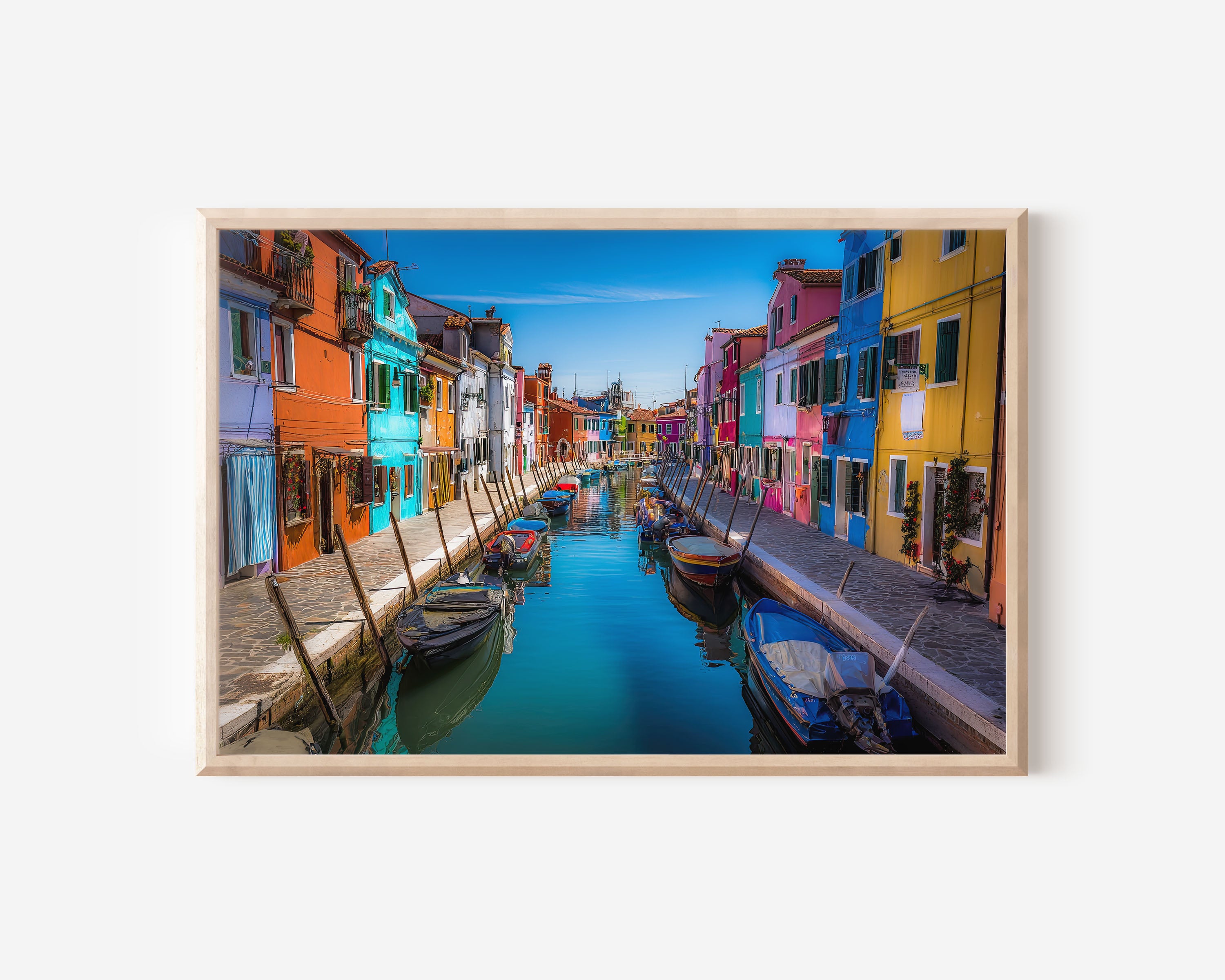 Burano Italy Colourful Houses Wall Art Print – Venice Canal Canvas