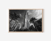 Burj Khalifa Wall Art Print – Black and White Dubai Photography
