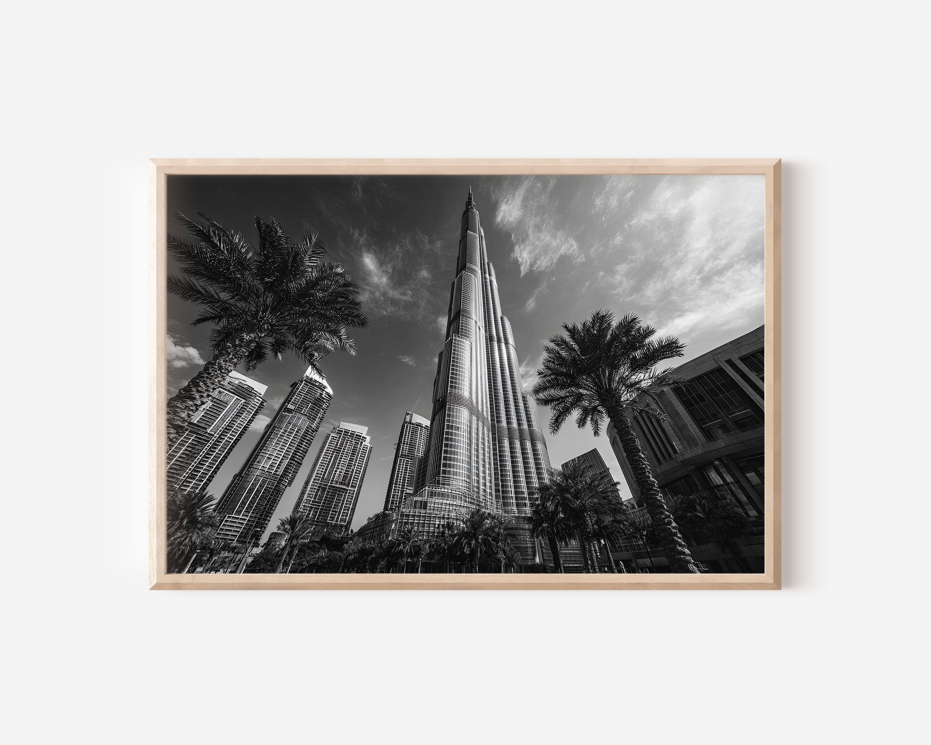 Burj Khalifa Wall Art Print – Black and White Dubai Photography