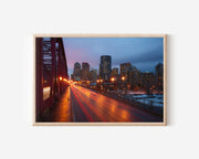 Calgary Centre Street Bridge Night Wall Art Print, Canada Skyline