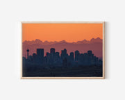 Calgary Skyline Wall Art – Rocky Mountains Sunset Cityscape Print, Alberta Canada Skyline Photography Decor