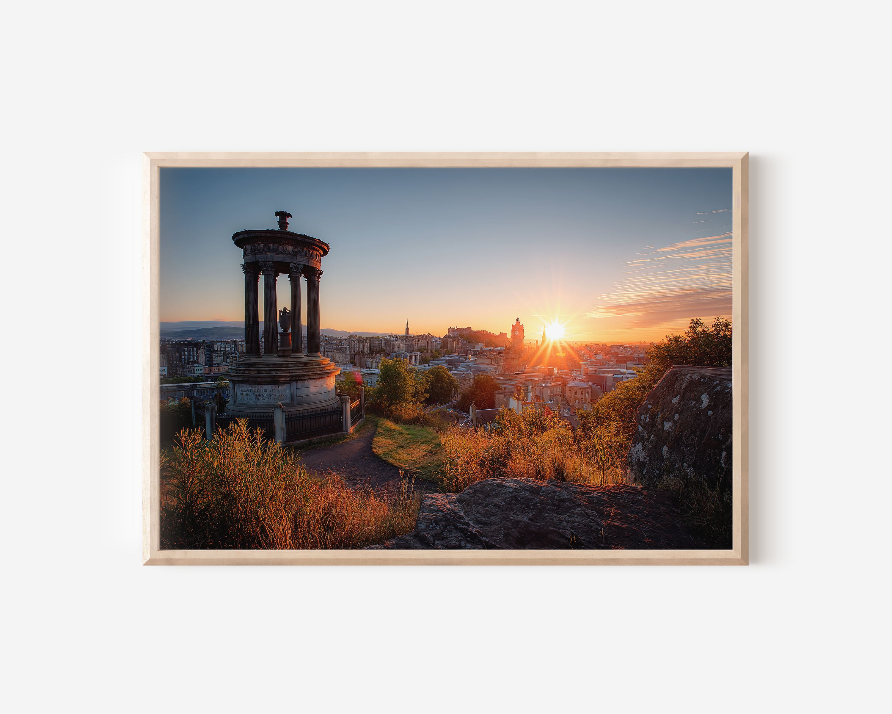 Calton Hill Edinburgh Sunset Wall Art Print – Scotland City Skyline Canvas