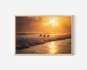 Canggu Bali Surfers Sunset Wall Art Print – Golden Ocean Beach Canvas