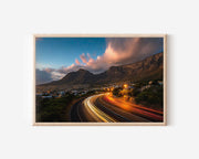 Cape Town Table Mountain Night Wall Art Print, South Africa Landscape