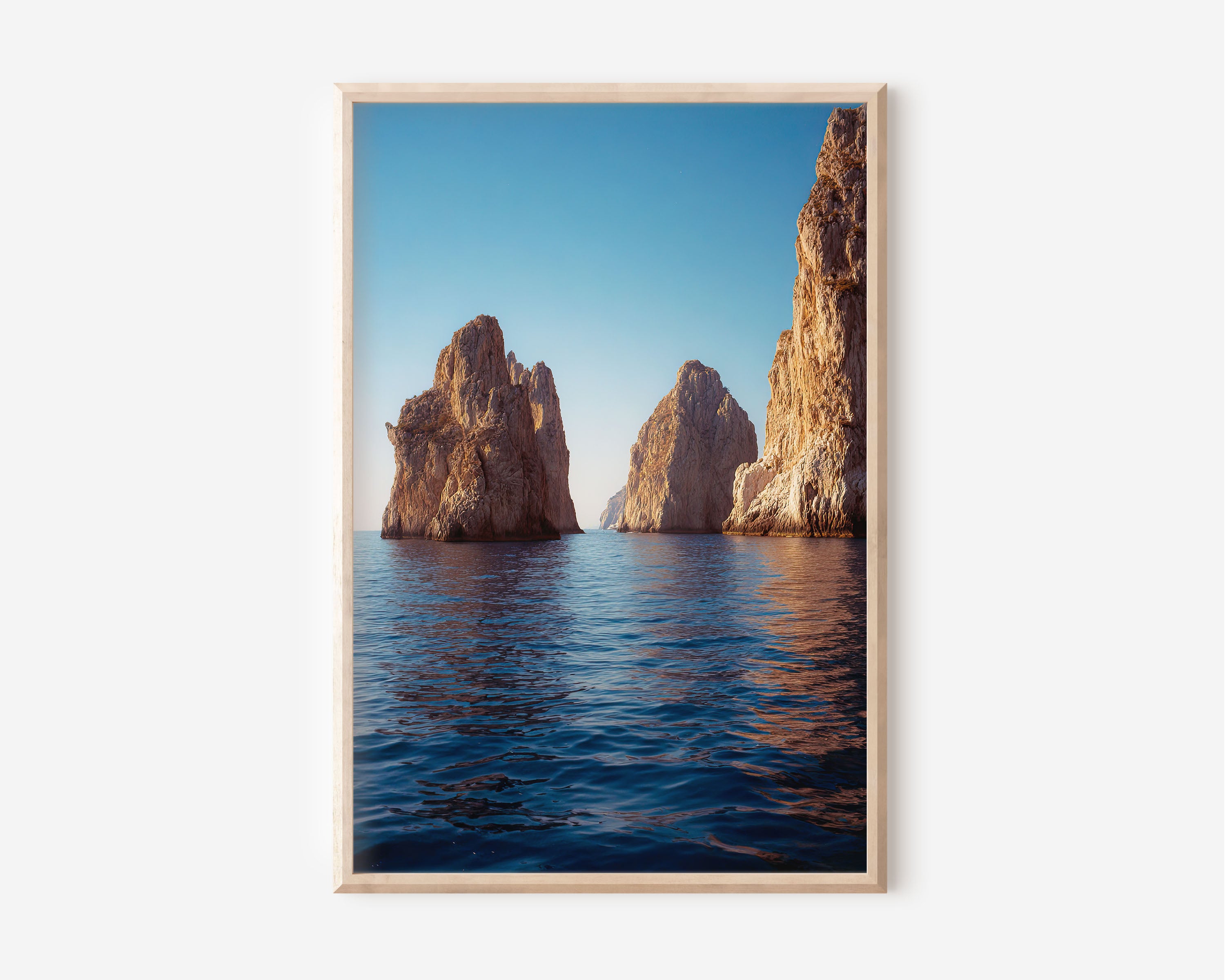 Capri Faraglioni Rocks Wall Art Print | Italy Ocean Coastal Canvas