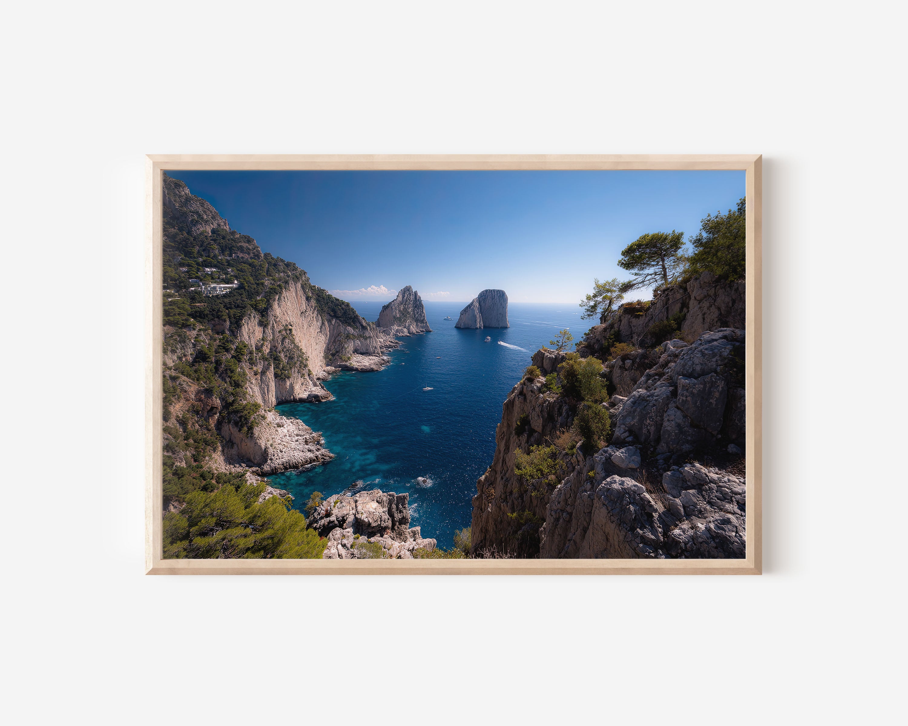 Capri Italy Coastal Cliffs Wall Art Print – Mediterranean Sea Canvas