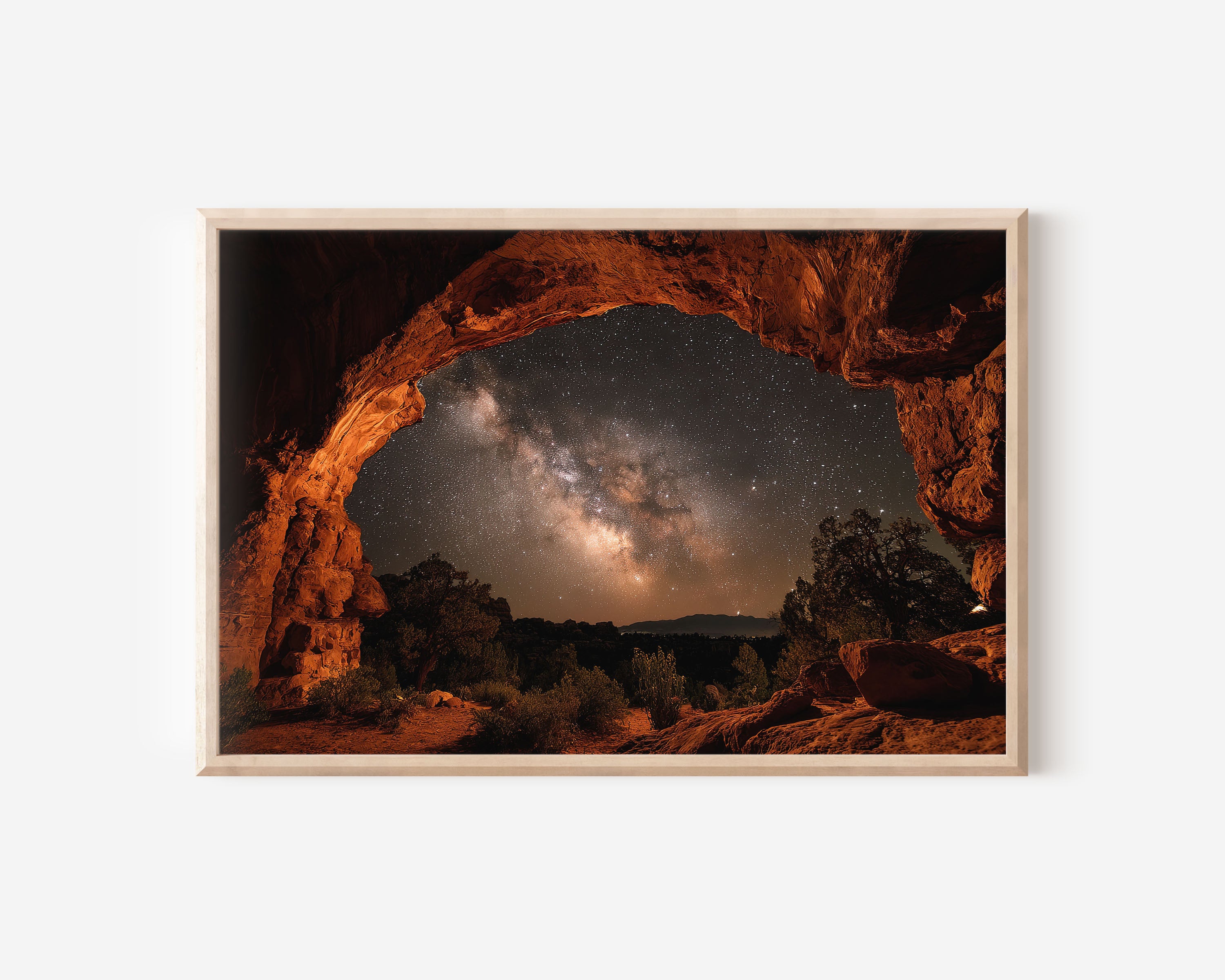 Milky Way Through Red Rock Arch Wall Art – Desert Night Sky Print