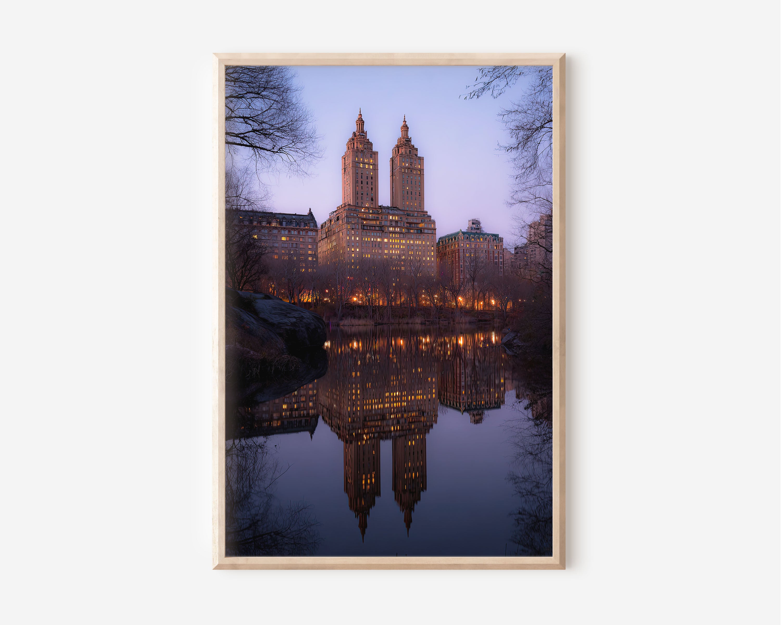 Central Park Lake Reflection New York City Wall Art | Manhattan Skyline Dusk Print | NYC Travel Photography