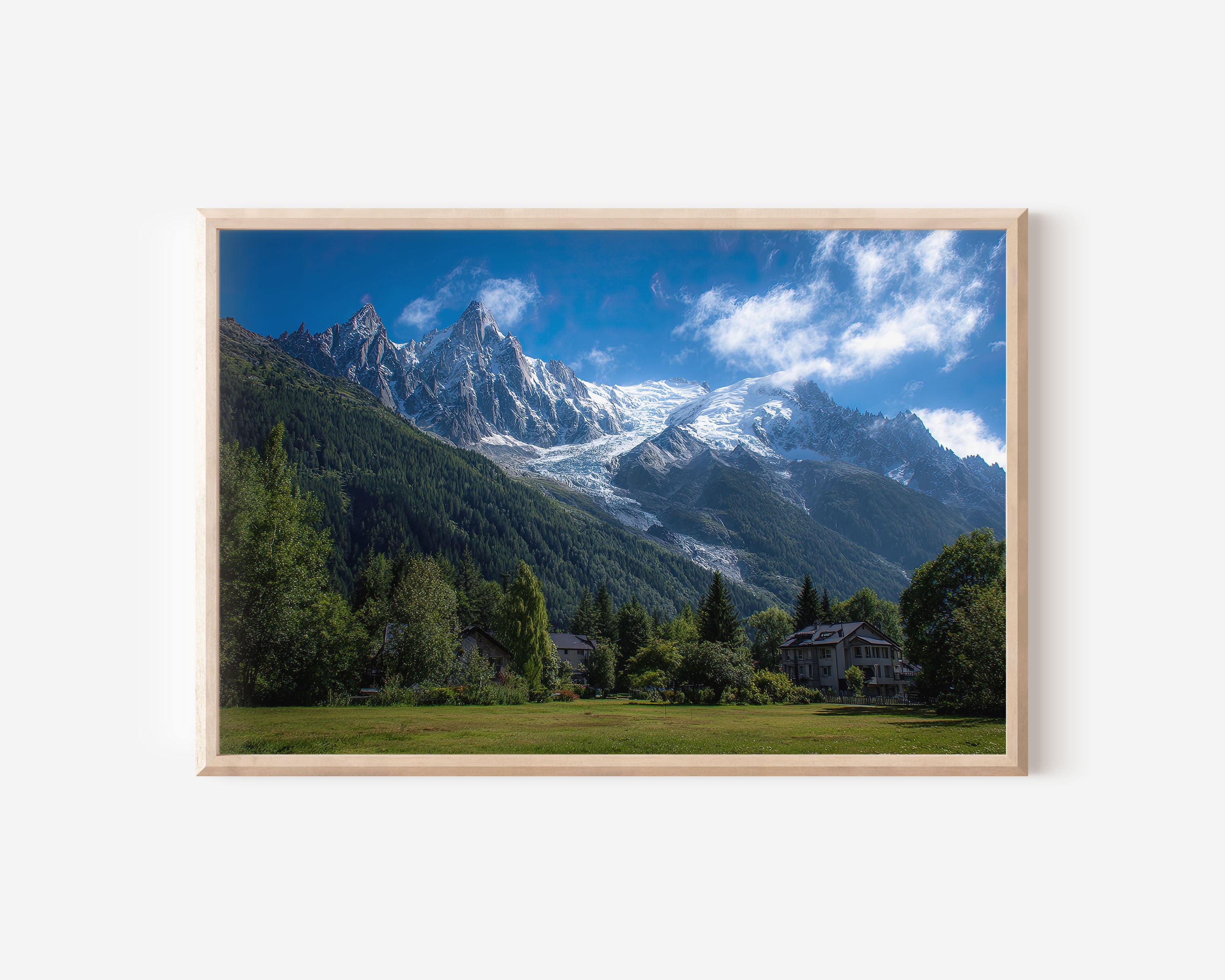 Chamonix Mont Blanc Alpine Landscape Wall Art Print – Snow Mountain Canvas