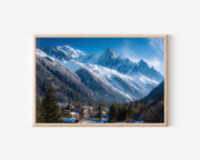 Chamonix Mont Blanc Winter Mountain Wall Art Print – Snowy Alps Canvas