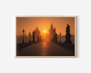 Charles Bridge Prague Sunrise Wall Art Print – Golden Morning Canvas