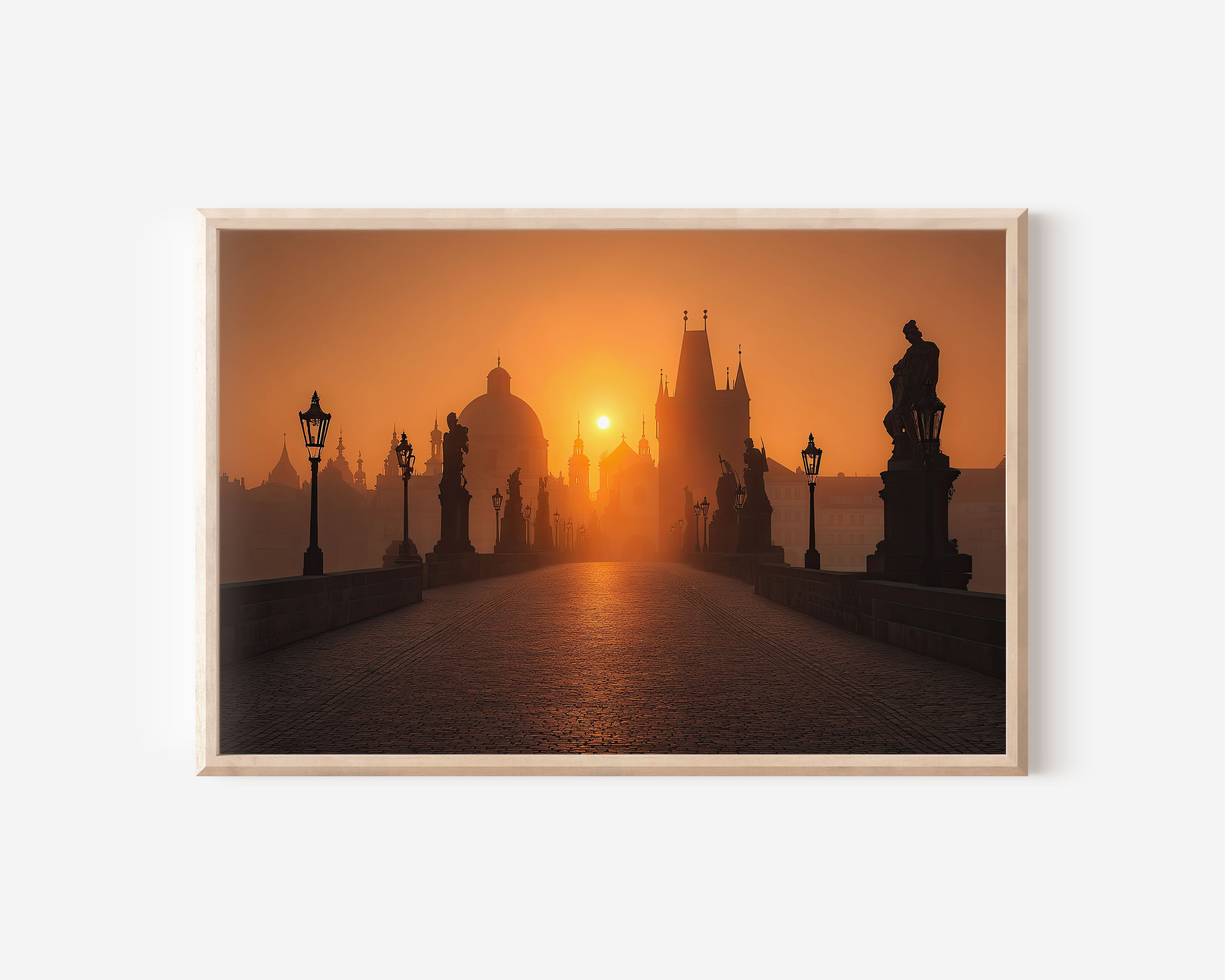 Charles Bridge Prague Sunrise Wall Art Print – Golden Morning Canvas