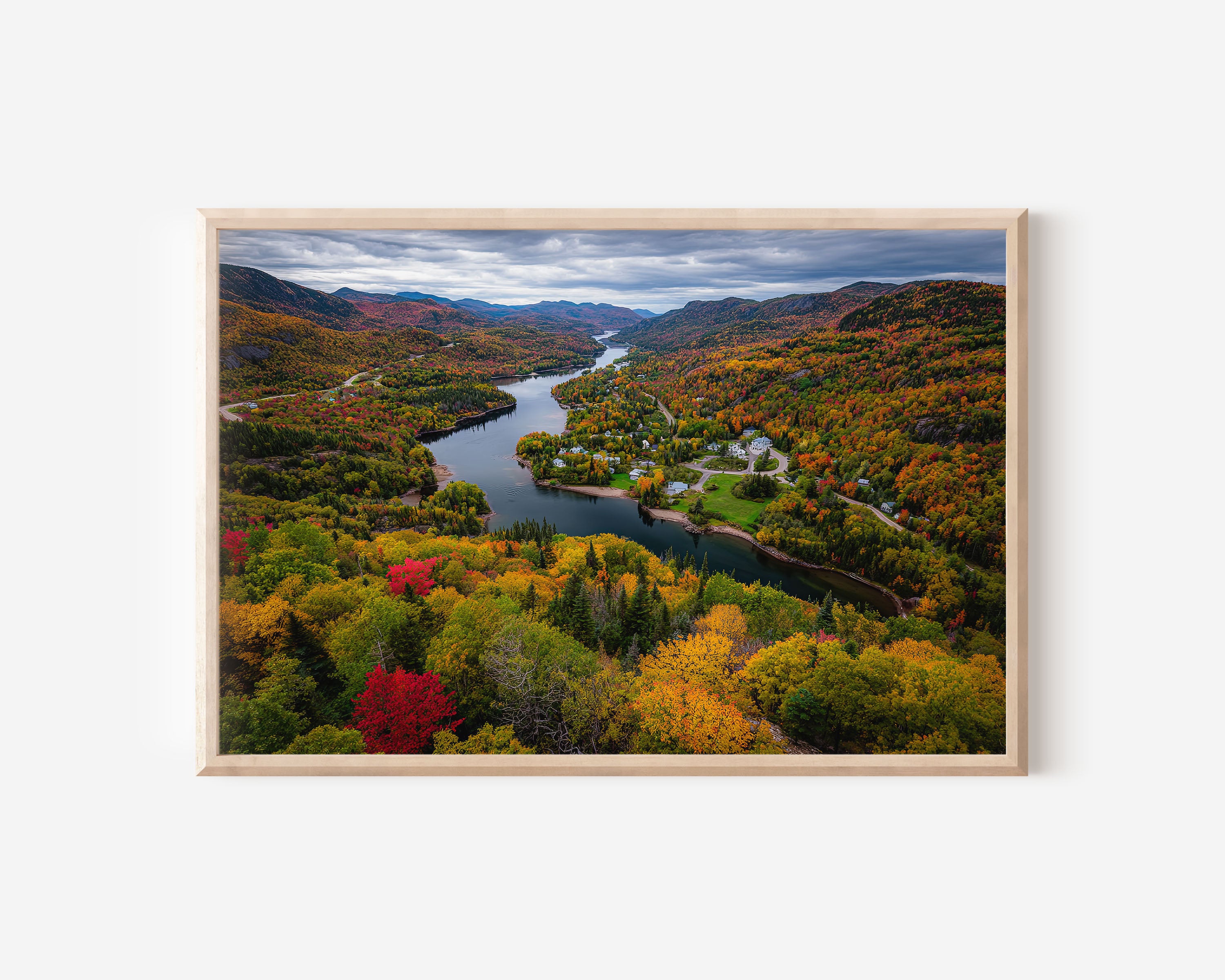 Charlevoix Quebec Fall Foliage Wall Art – Autumn River Valley Landscape Print