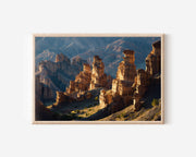 Charyn Canyon Rock Towers Wall Art Print – Kazakhstan Desert Canyon Landscape