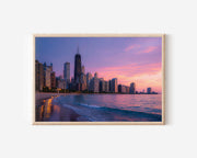 Chicago Skyline Wall Art – Lake Michigan Sunset Cityscape Print, Chicago Illinois Waterfront Photography Decor