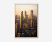 Chicago Skyline Sunset Wall Art | Golden Hour Willis Tower Illinois Print | Travel Photography Poster
