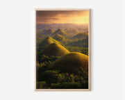 Chocolate Hills Bohol Philippines Sunrise Wall Art | Golden Tropical Landscape Print | Southeast Asia Travel Photography