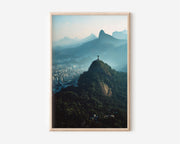Christ the Redeemer Wall Art Print | Rio de Janeiro Aerial Photography | Corcovado Mountain Brazil Landscape Poster | South America Travel Print | Spiritual Home Decor