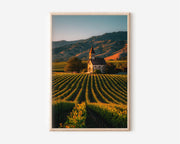 Napa Valley Vineyard Church Wall Art Print | California Wine Country Landscape Photography | Golden Hour Farm Pastoral Poster