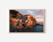 Cinque Terre Manarola Wall Art – Italy Sunset Coastal Village