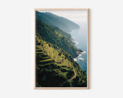 Cinque Terre Terraced Vineyards Wall Art Print | Italian Riviera Coastal Photography | Liguria Cliffside Landscape Poster | Italy Nature Travel Print | Mediterranean Home Decor
