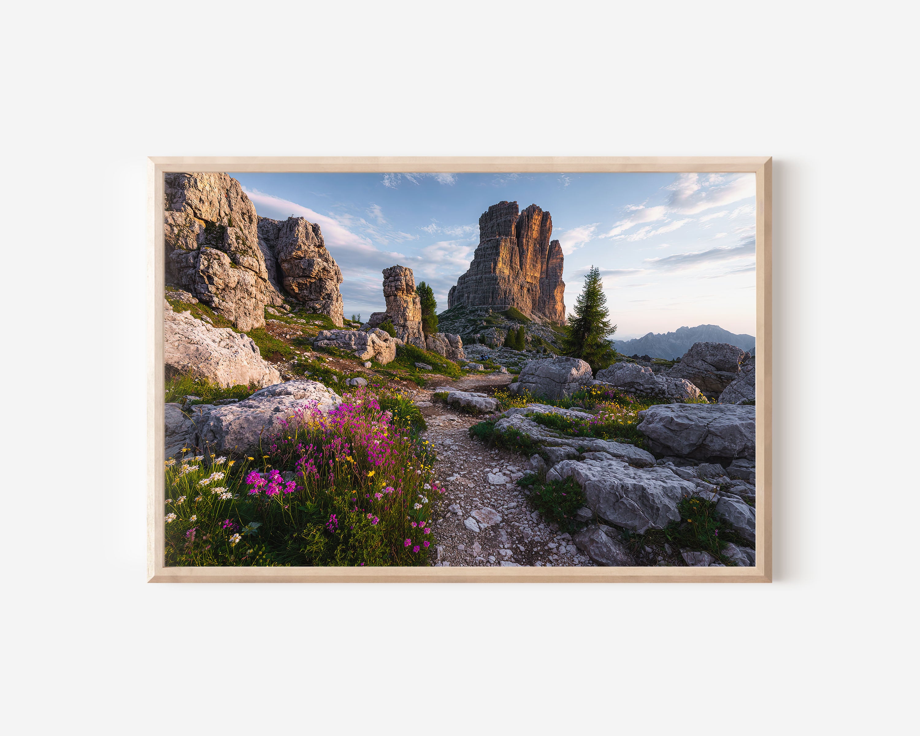 Cinque Torri Dolomites Print | Italy Alpine Wildflower Mountain Photography Wall Art