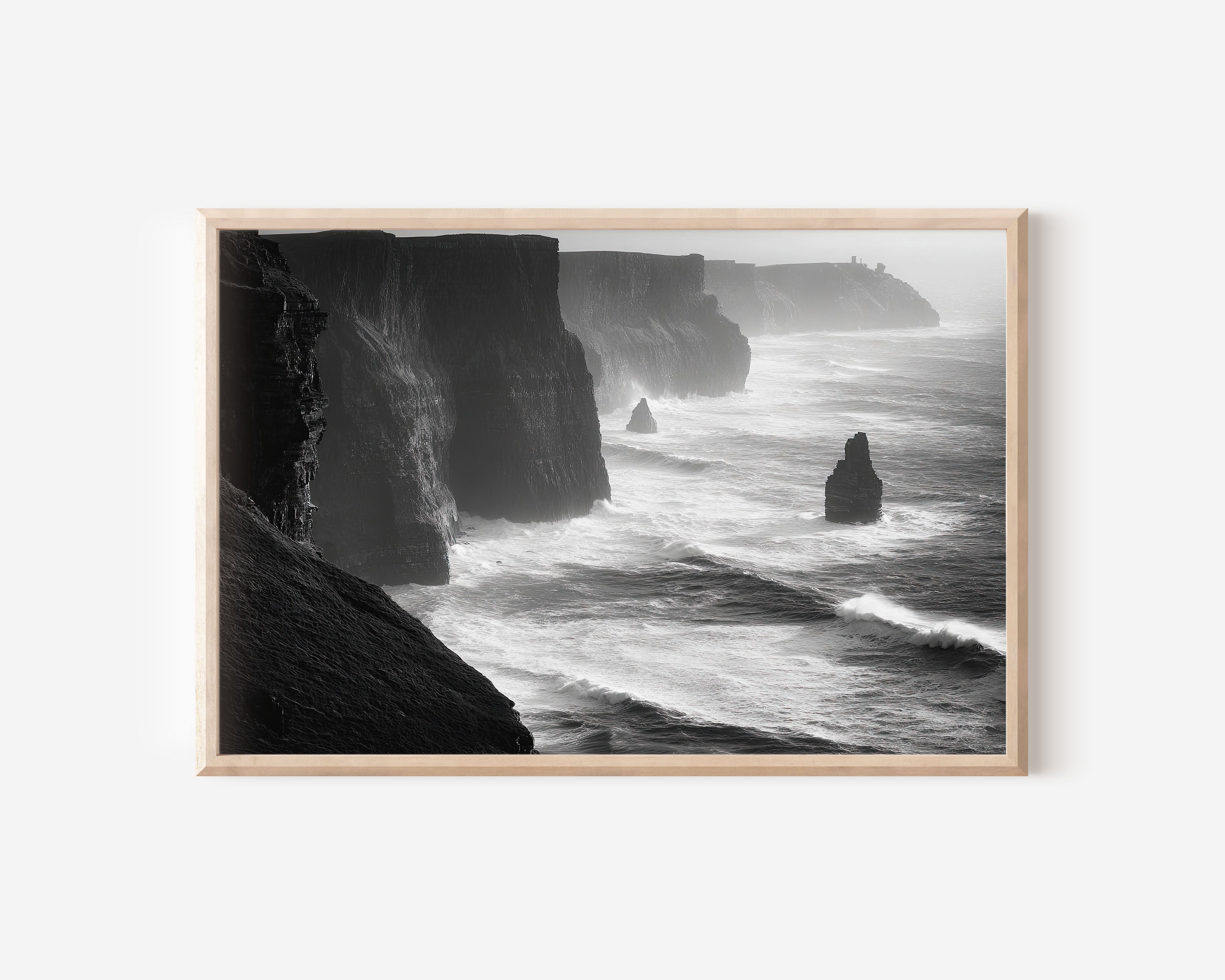 Cliffs of Moher Wall Art – Black and White Ireland Coastal Photography Print
