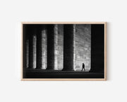 Classical Colonnade Lone Figure Print | Black and White Architecture Wall Art | Ancient Columns Photography