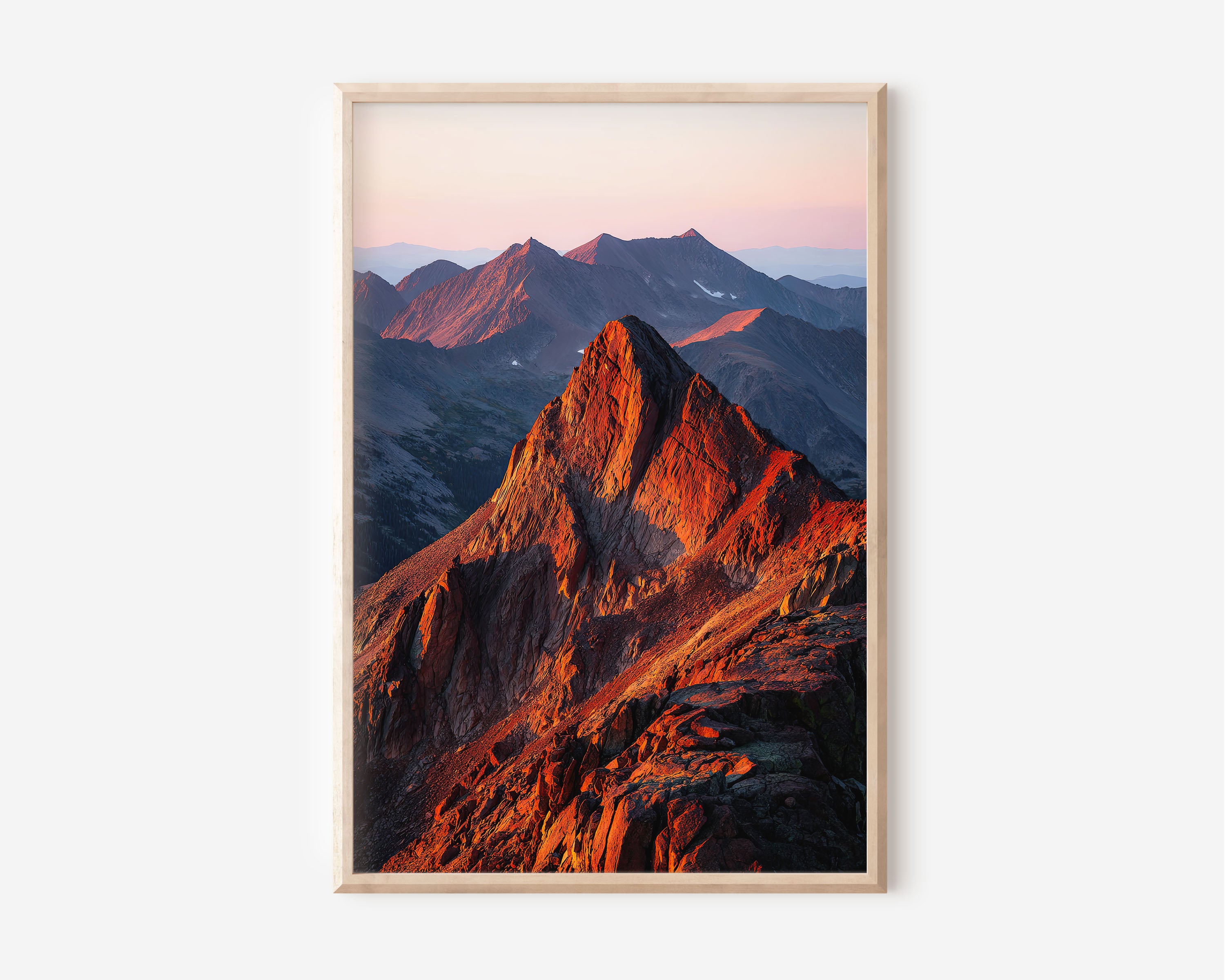 Colorado Rocky Mountains Alpenglow Print | Rocky Mountain Sunset Wall Art | Colorado Peaks Landscape Photography Poster