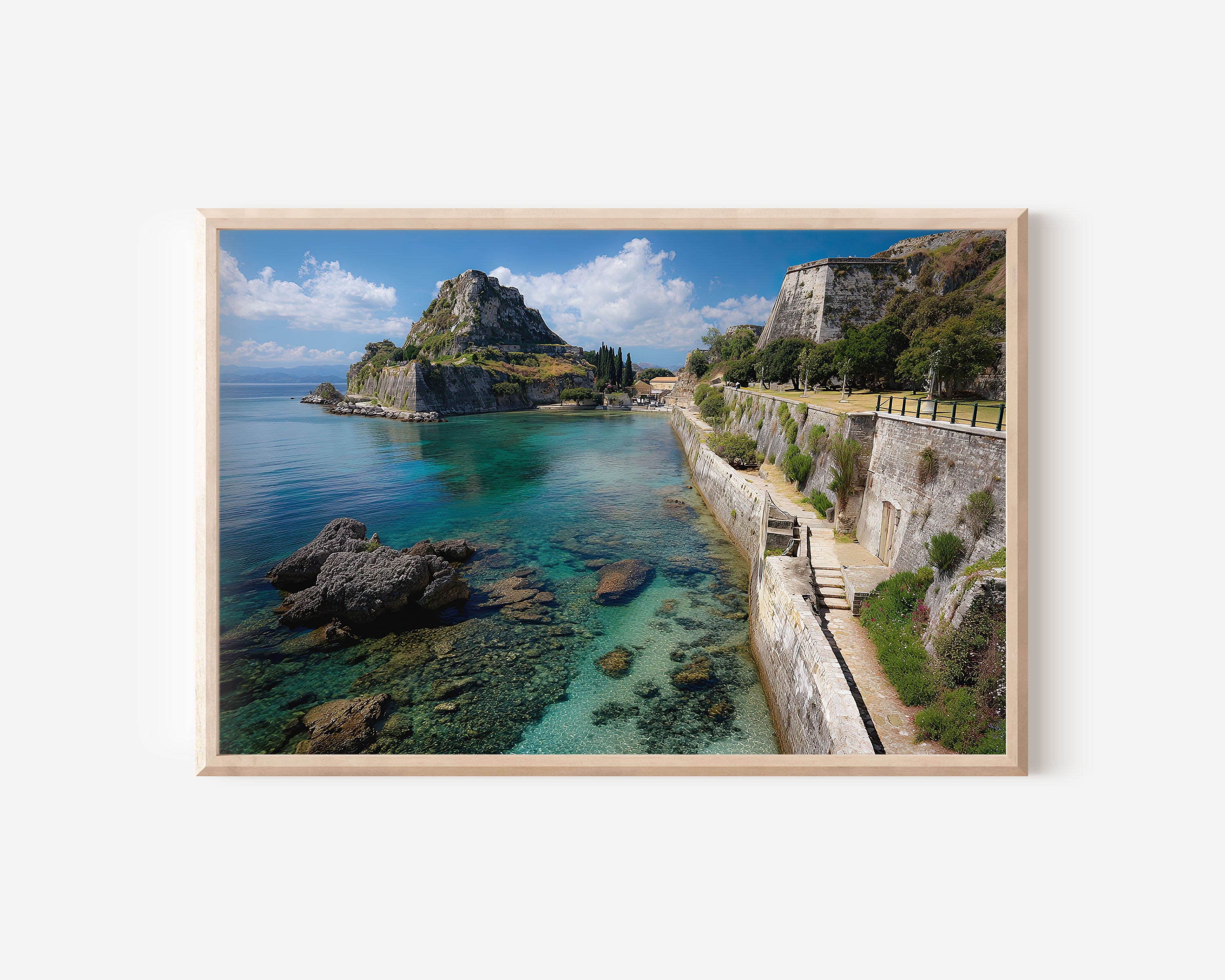 Corfu Old Fortress Wall Art Print – Greece Coastal Landscape Canvas