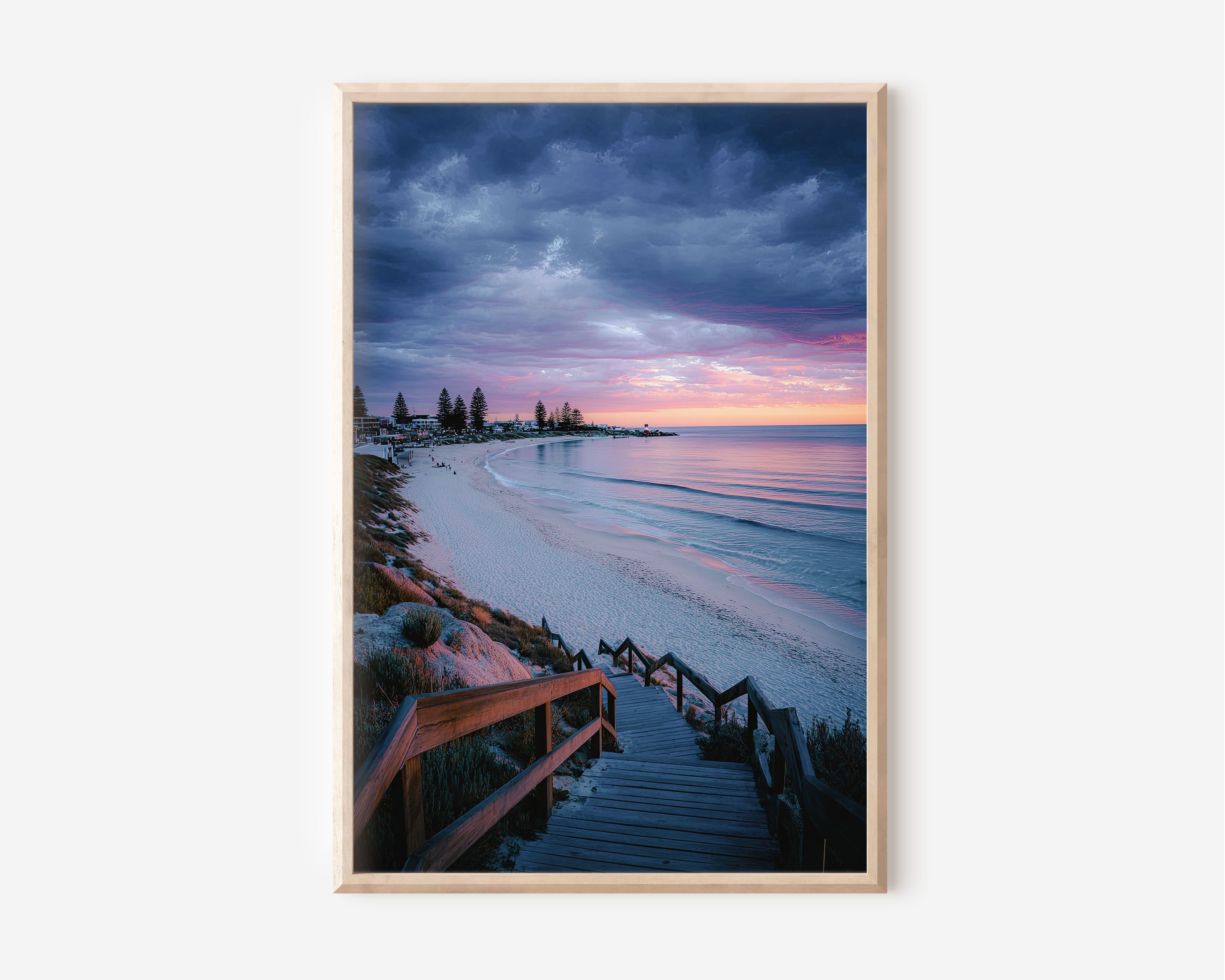 Cottesloe Beach Sunset Boardwalk Steps Wall Art Print | Perth Western Australia Photography | Coastal Home Decor