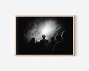 Crowd Watching Fireworks Night Print | Black and White Celebration Wall Art | Festival Photography