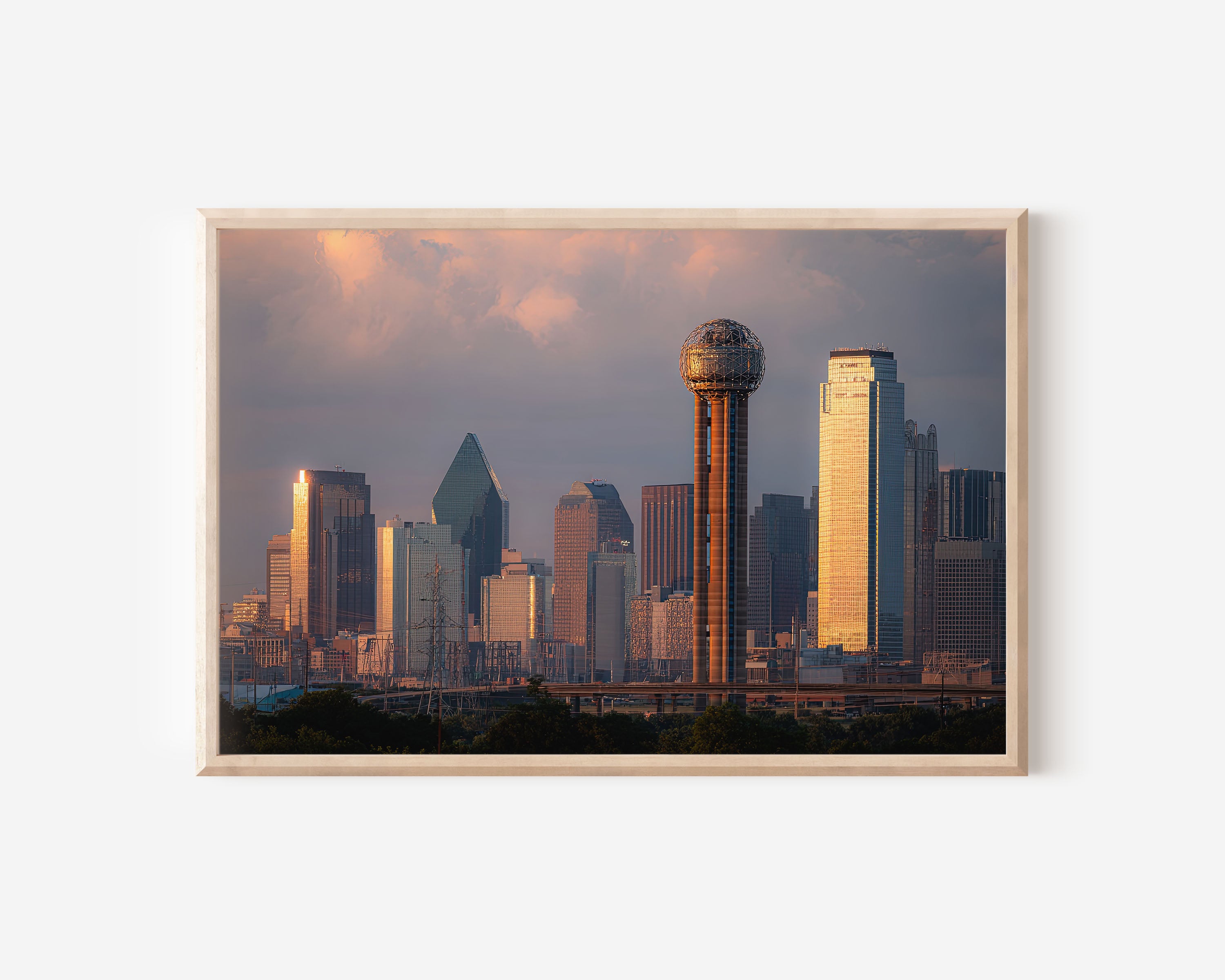 Dallas Texas Skyline Wall Art – Downtown Dallas Cityscape Print with Reunion Tower, Modern City Photography Decor