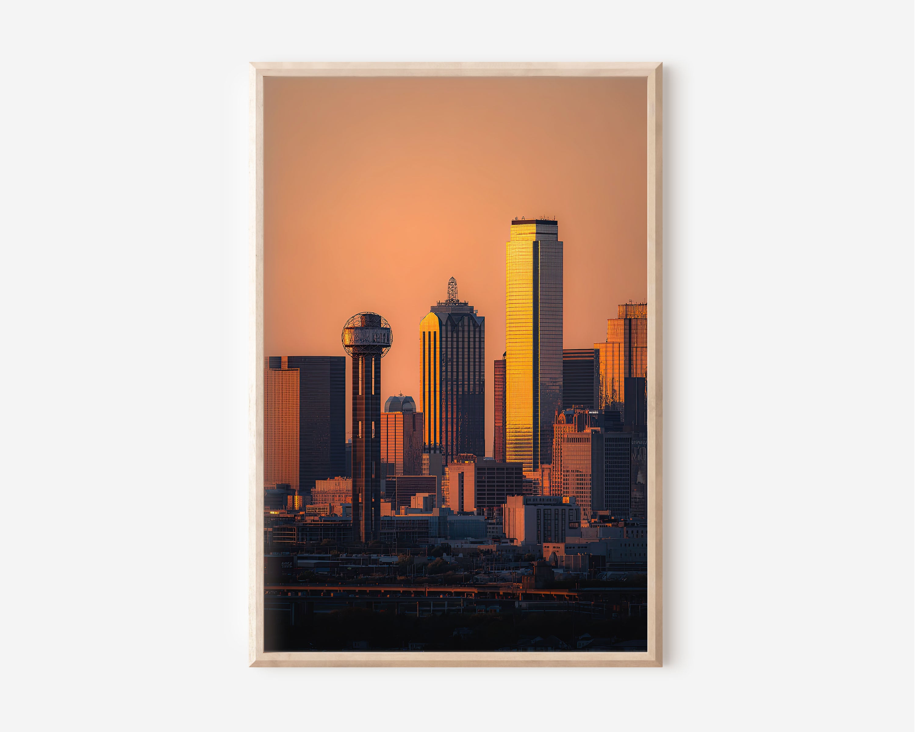 Dallas Skyline Sunset Wall Art | Reunion Tower Texas Print | Travel Photography Poster