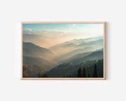 Darjeeling Himalayan Sunrise Wall Art Print – Misty Mountain Landscape Canvas