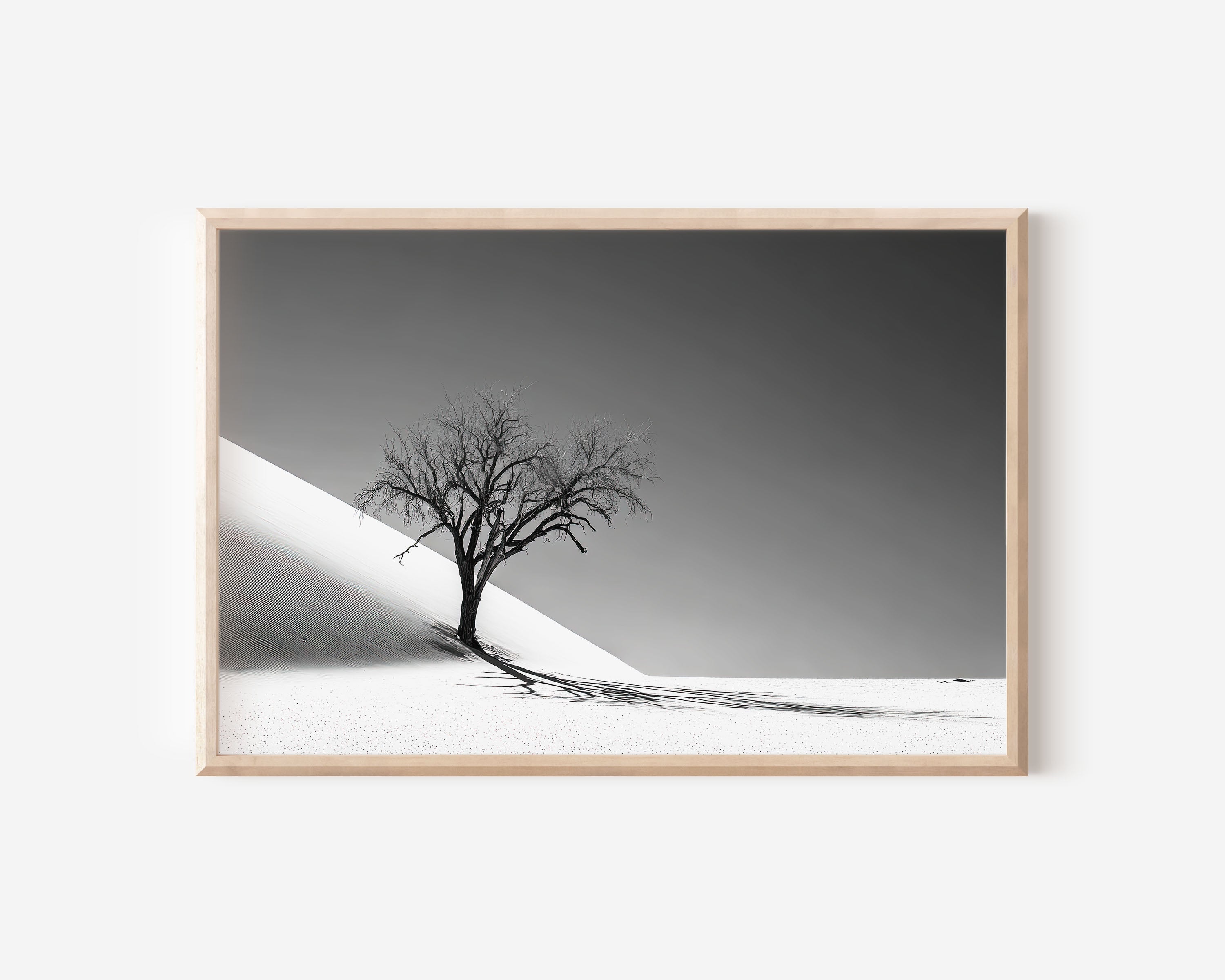 Dead Camelthorn Tree Namib Desert Print | Black and White Dune Wall Art | Deadvlei Namibia Photography