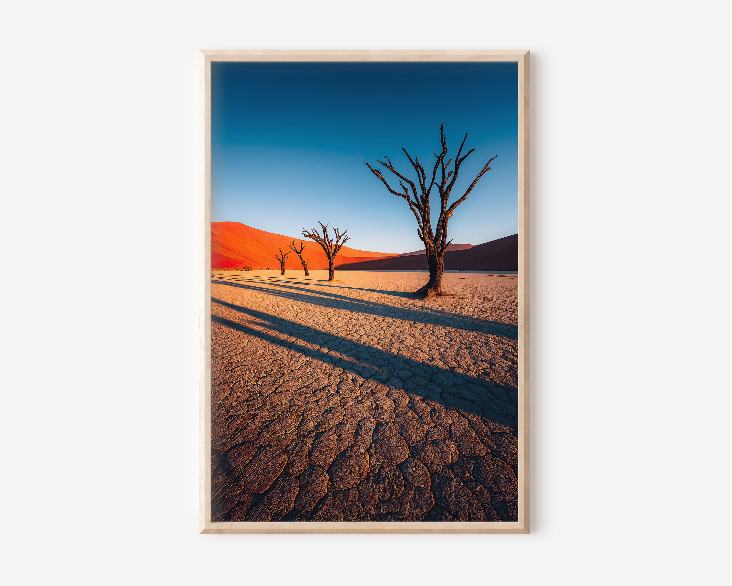Deadvlei Clay Pan Wall Art Print | Namib Desert Namibia Dead Camel Thorn Trees Sunrise Photography | Africa Travel Poster | Bold Minimalist Home Decor