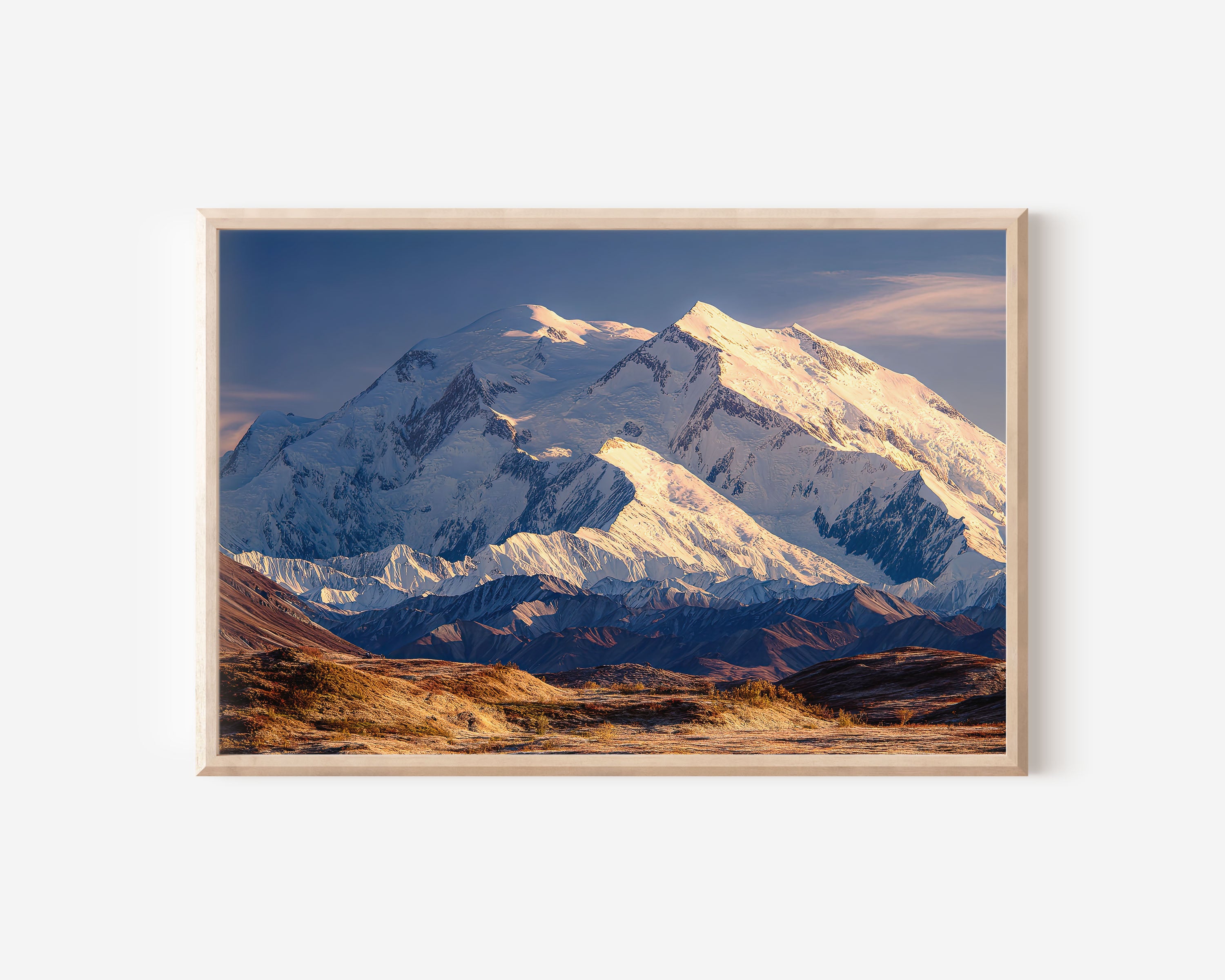 Denali Mountain Wall Art Print – Alaska Snow Peak Landscape