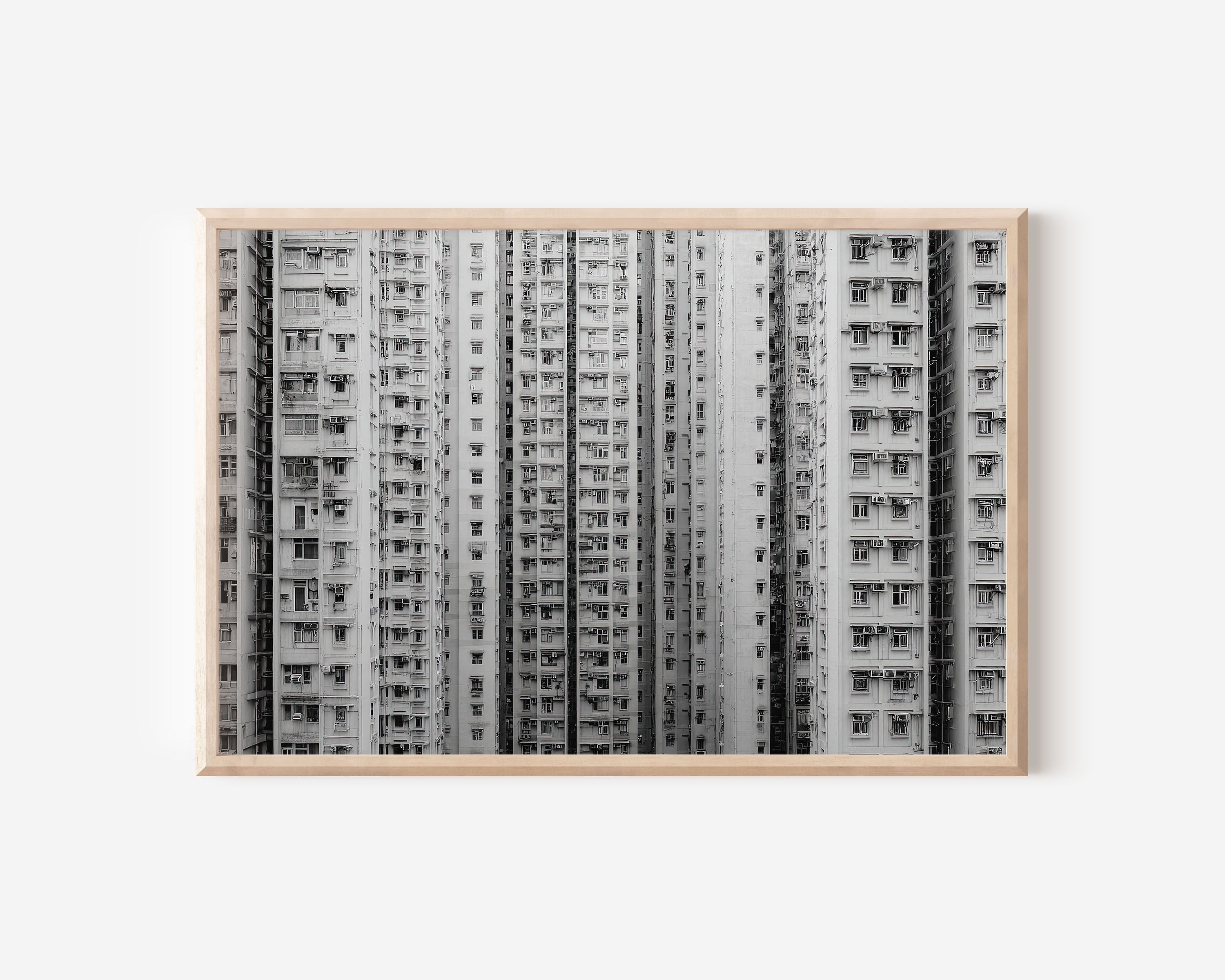 Dense Urban Apartment Wall Art – Black and White Modern Architecture Print