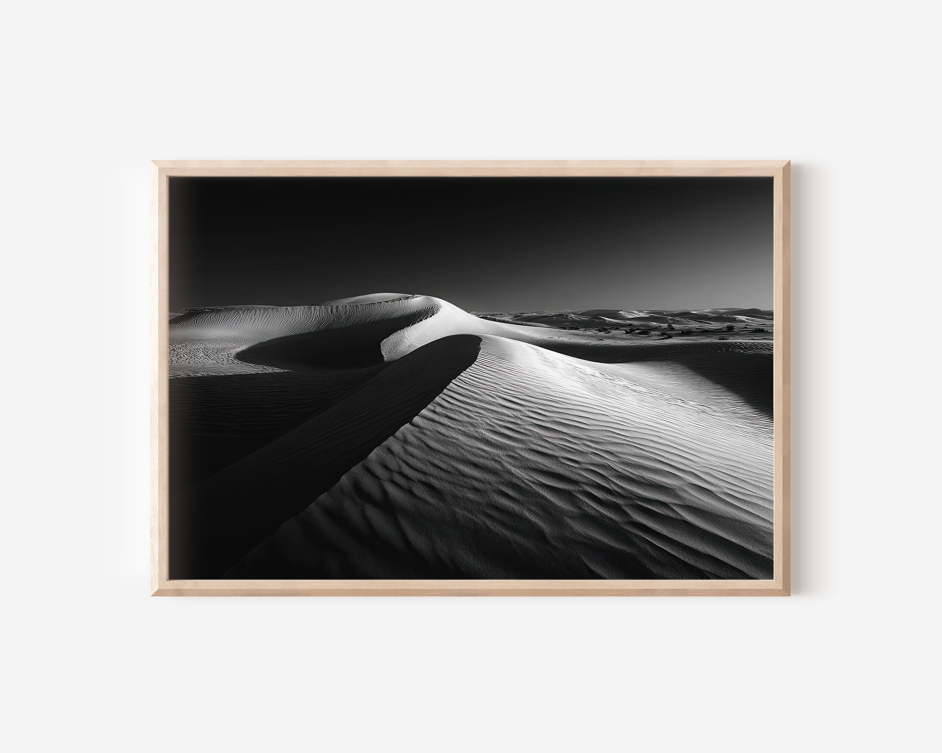 Desert Dunes Wall Art – Black and White Minimalist Landscape Print