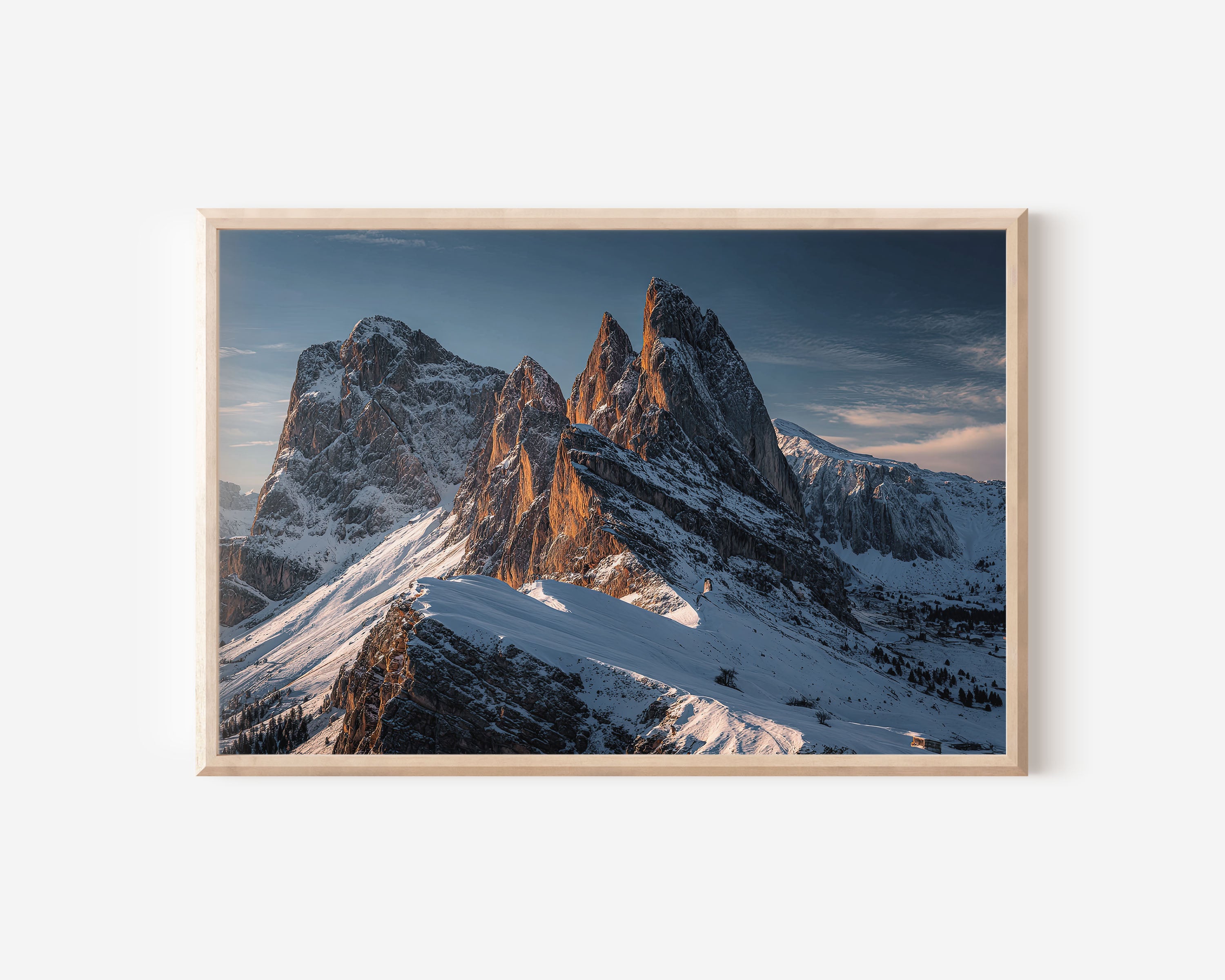 Dolomites Seceda Ridge Wall Art – Italian Alps Snow Mountain Landscape Print, Alpine Nature Photography Decor