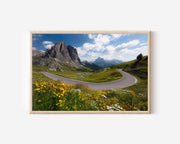 Dolomites Winding Road Wall Art – Italian Alps Mountain Landscape Print