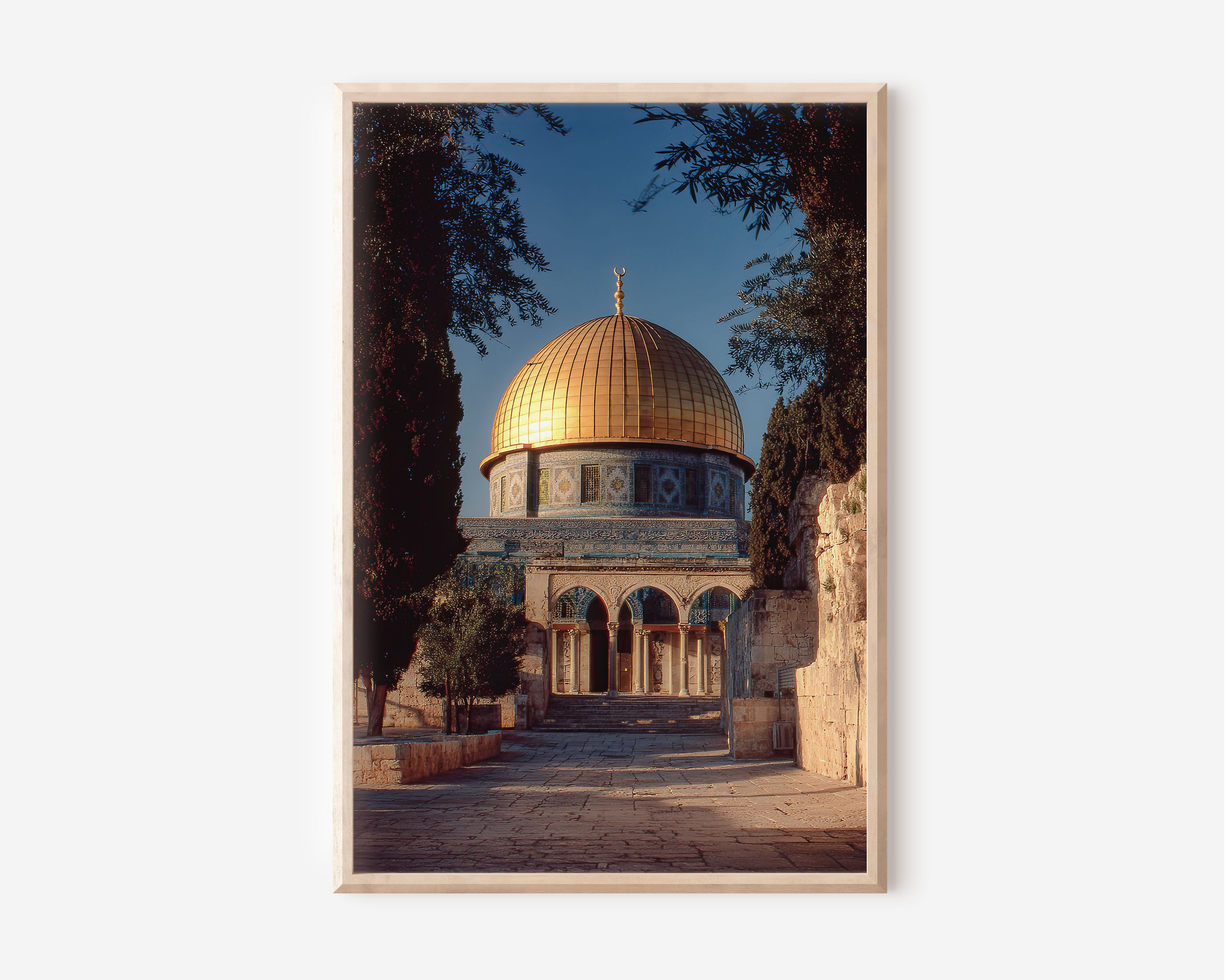 Dome of the Rock Wall Art Print | Jerusalem Al-Aqsa Photography | Islamic Architecture Landscape Poster | Holy Land Travel Print | Spiritual Home Decor