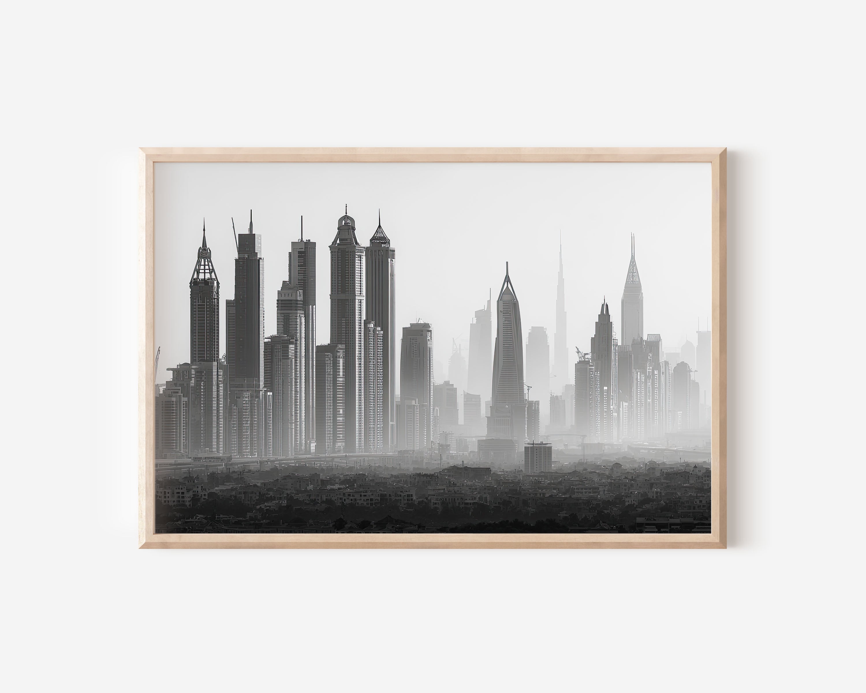 Dubai Cityscape Black & White Wall Art Print