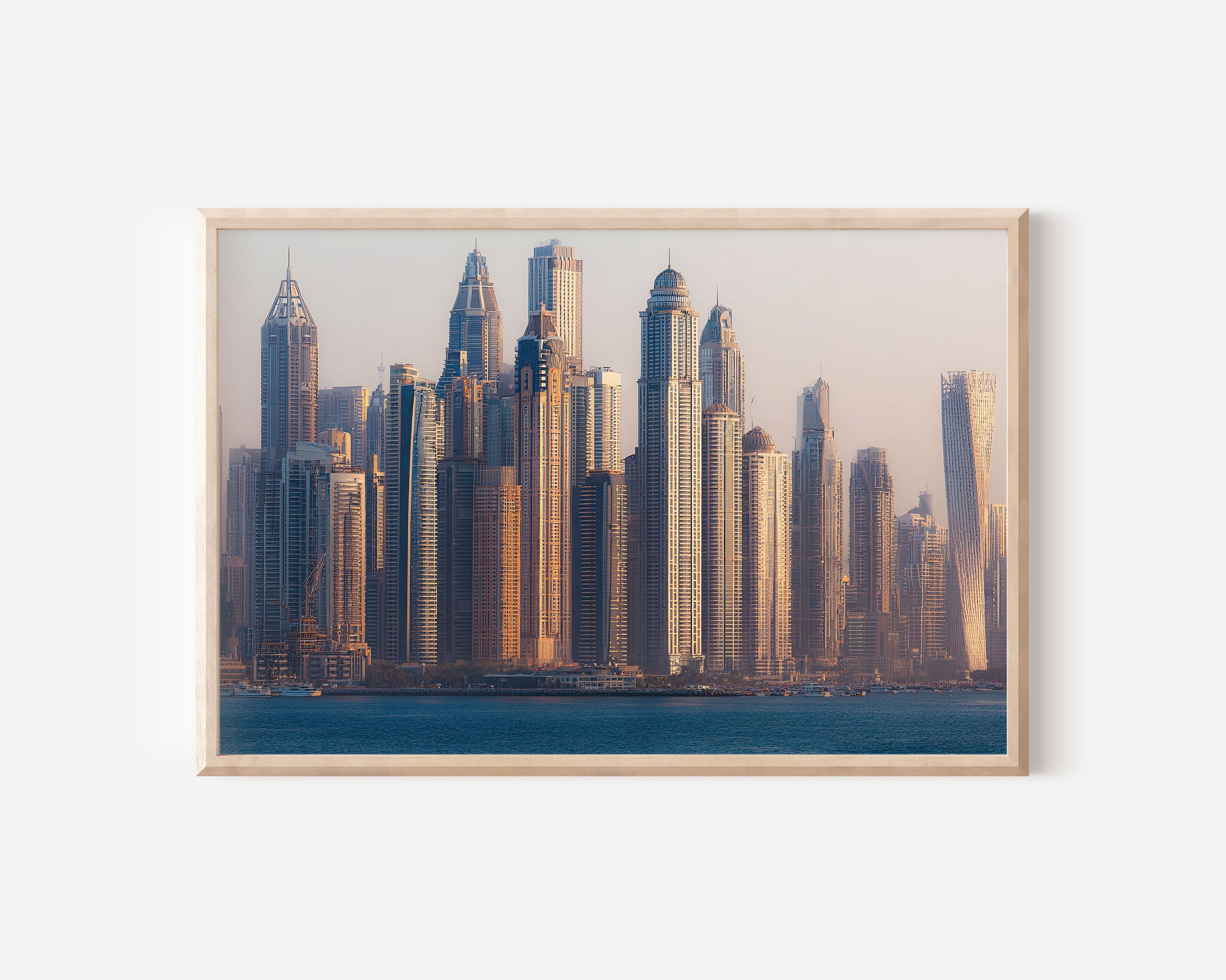 Dubai Marina Skyline Wall Art – Dubai Luxury Skyscraper Cityscape Print, Modern UAE Architecture Decor