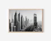Dubai Skyline Black & White Wall Art Print