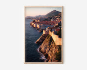 Dubrovnik Old Town Sunset Wall Art Print | Croatia Adriatic Aerial Photography | City Walls Golden Hour Cityscape Poster | Dalmatian Coast Travel Print | European Home Decor