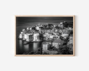 Dubrovnik Old Town Wall Art Print – Black and White Coastal Photography