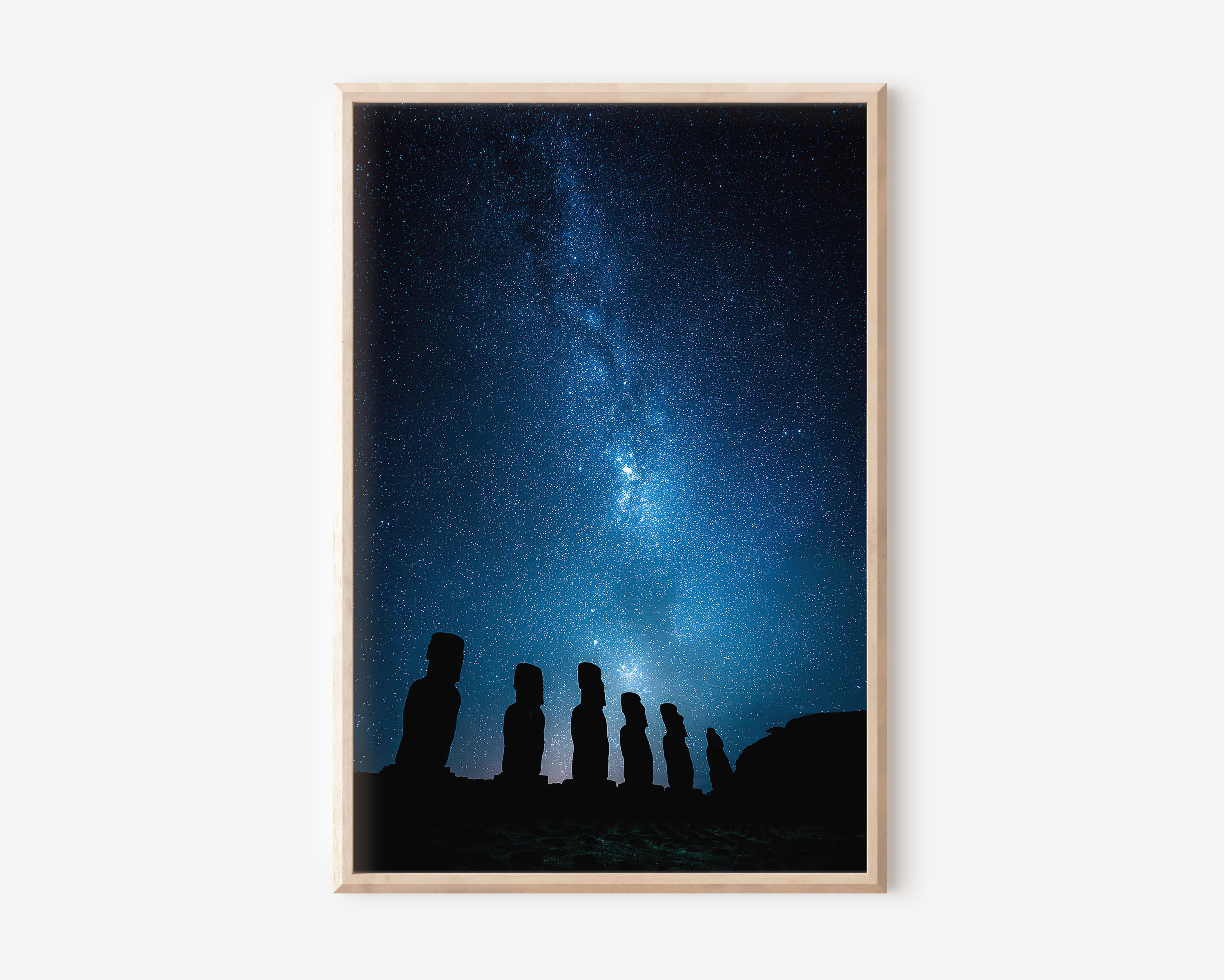 Easter Island Moai Milky Way Night Sky Wall Art | Rapa Nui Ancient Statues Starscape Print | Mystical Travel Photography